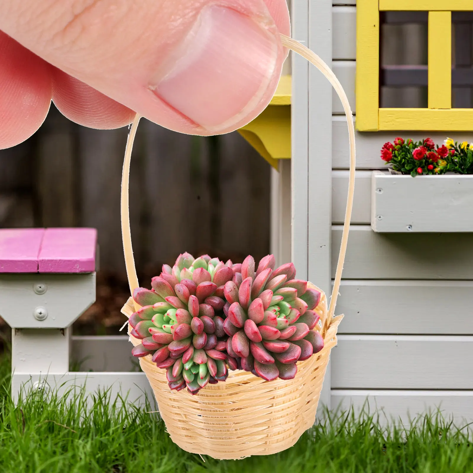 

2Pcs Miniature Bamboo Basket Ornament for Mini House Decorative Accessories Micro Landscape DIY Crafts Kids Supply Adornments