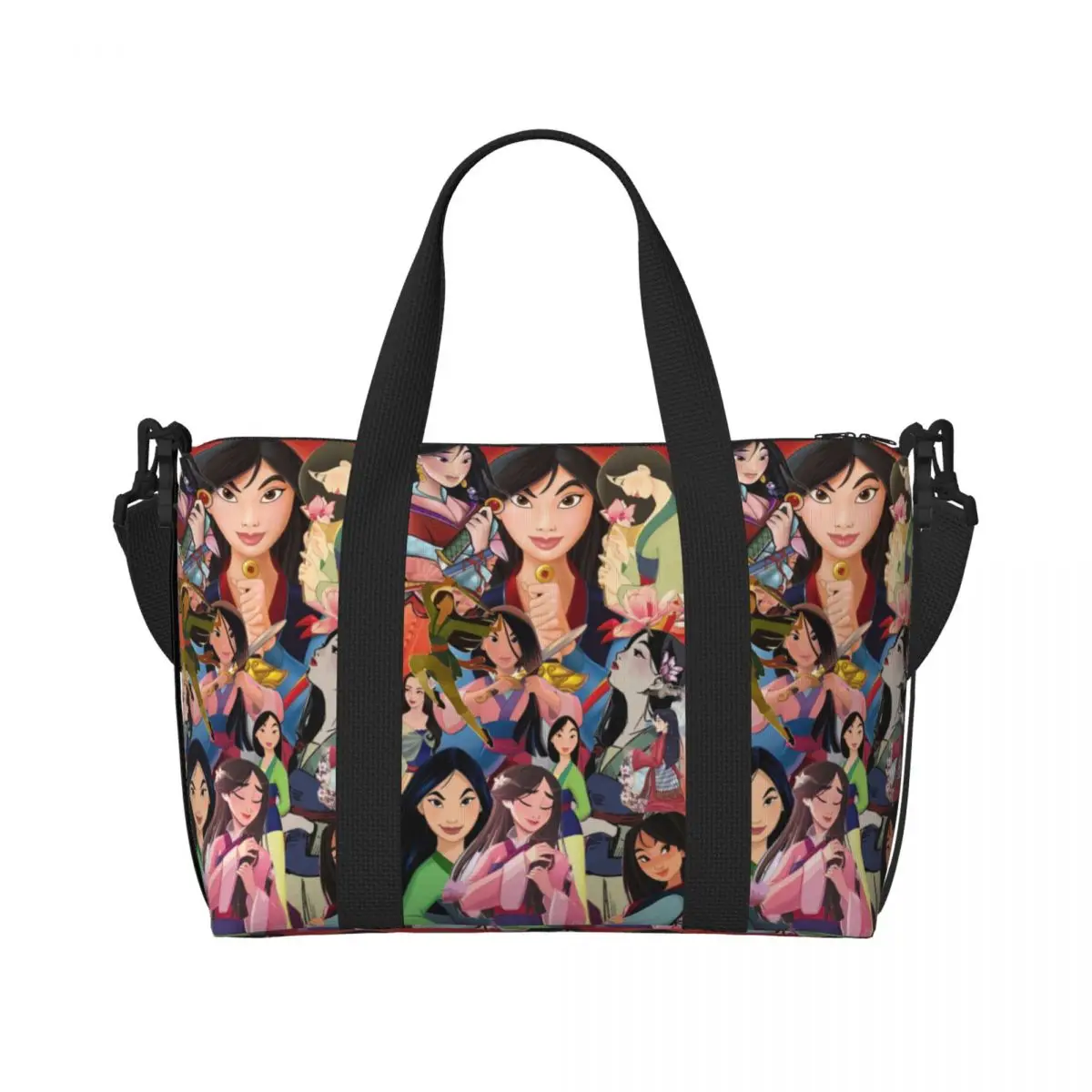 

Custom Mulan Wallpaper Beach Tote Bag for Women Extra Large Gym Carry On Travel Shopping Bags