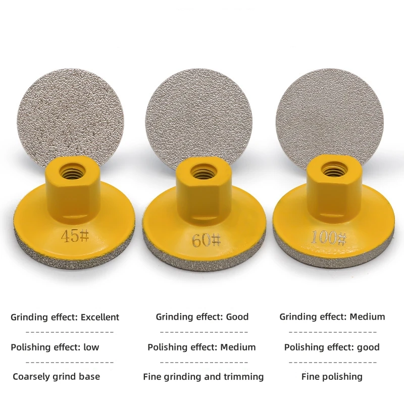 Testa di molatura piatta per brasatura da 2 pollici, foglio di molatura SDC addensato, strumento per lucidare marmo, pietra di quarzo