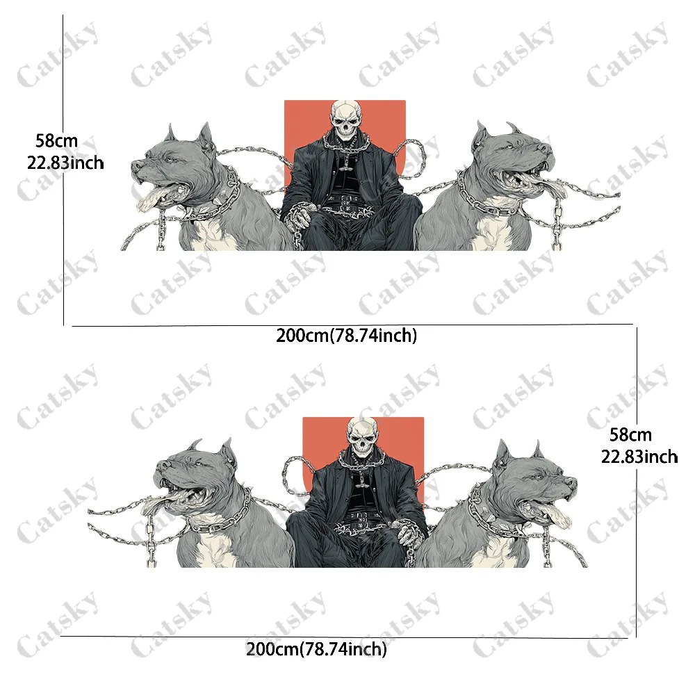 CATSKY.2pcs.Dark Cool Chain Skeleton & Hell Hound Car Wrap Sticker (Decorative & Scratch-Resistant, Suitable for Gifting & Dance