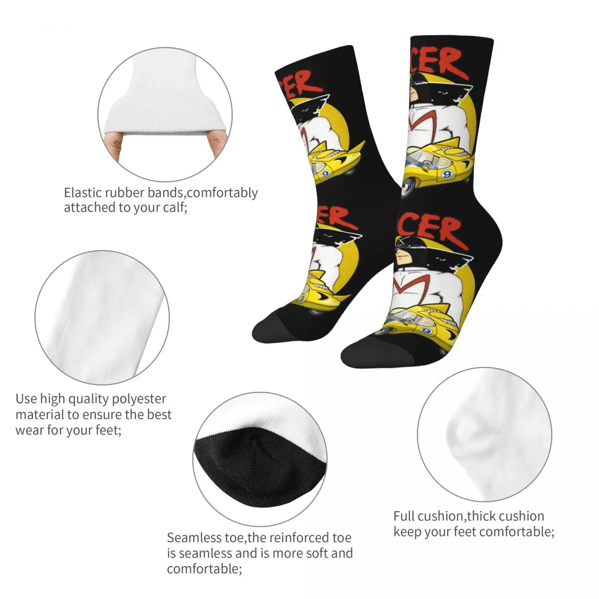 Happy Funny Male Men Socks Novelty Racer X Speed Racer Sock Polyester Sport Women's Socks Spring Summer Autumn Winter