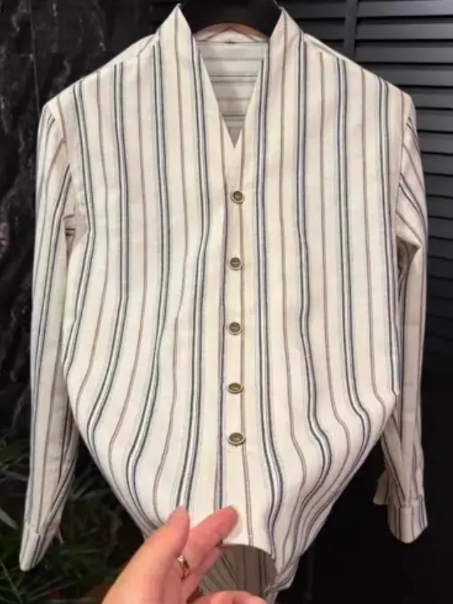 

Autumn Faion Linen Men's irt Collarl Hong Kong Sle Versatile Youthful Trendy Spring Stand Fit Long Sve Casual ...