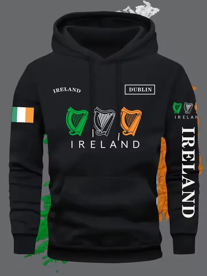 Irland-Flagge Herren Damen Pullover Hoodie Sweatshirt Outdoor Street Casual Sport Fitness Laufen Trendy Herbst Winter Oberteil Kleidung – Detail 4