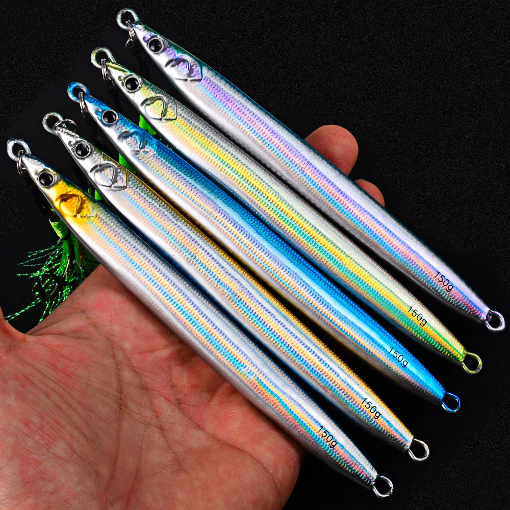 PROBEROS 1 Stück Langsam Sinkender Metall-Jig-Köder für Salzwasser-Jigging, Angelköder mit Doppelhaken, Künstlicher Köder für Thunfisch, Meeresangelzubehör – Detail 4