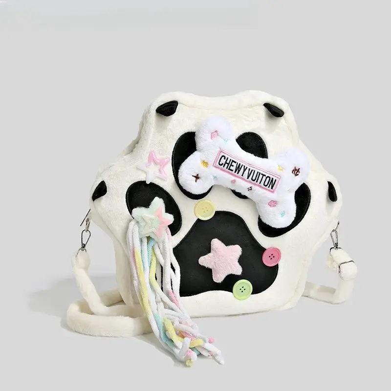 1pc A Cute and Cute Backpack Girl with A Unique Hexagonal Personality and Plush Cow Fur for Autumn and Winter Outings