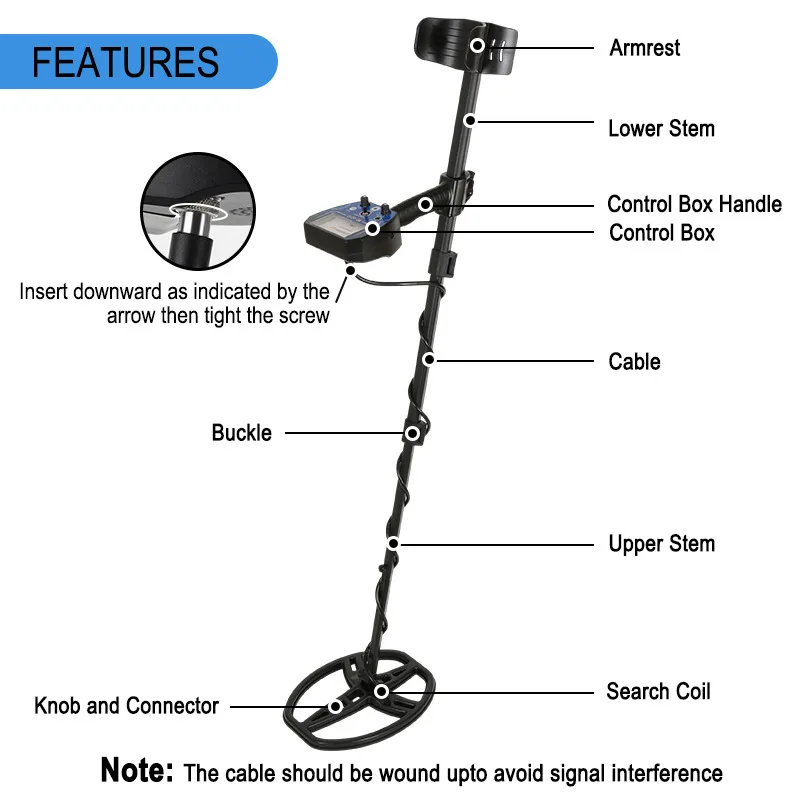 MD6010 High Sensitivity Underground Gold Detector Anti-interference Handheld Metal Detector Outdoor Waterproof Treasure Hunter