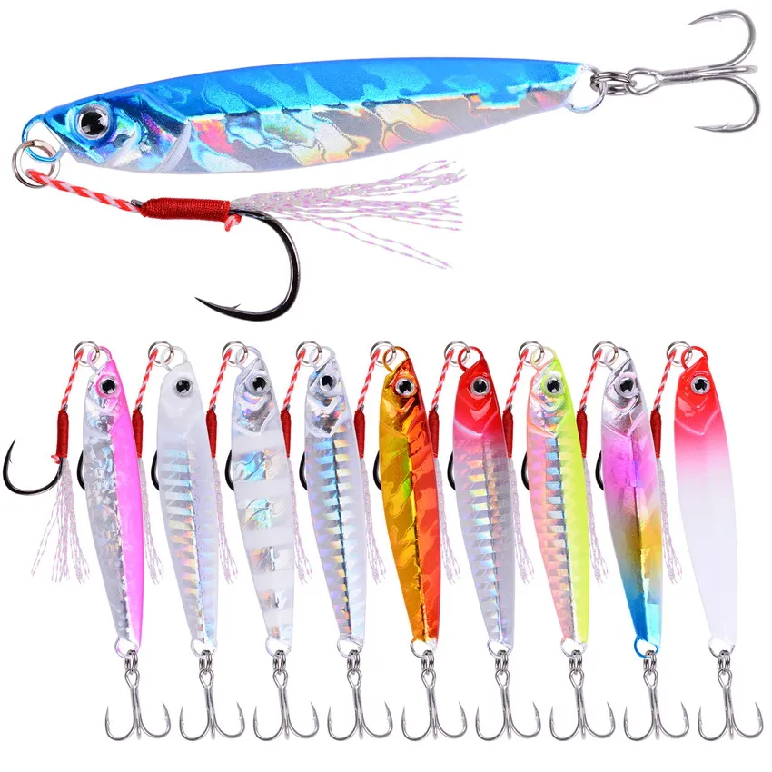 3/5/8pcs Metal Jig Fishing lure Set 7g 10g 14g 21g 28g 40g Sea Shore Casting Jigging lures Jigs Spoon Saltwater Artificial Bait