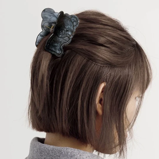 Basic Rilakkuma Korilakkuma Bear Hair Claw Clip Monochrome Shell Holographic Black White Headwear Hair Accessories For Girls