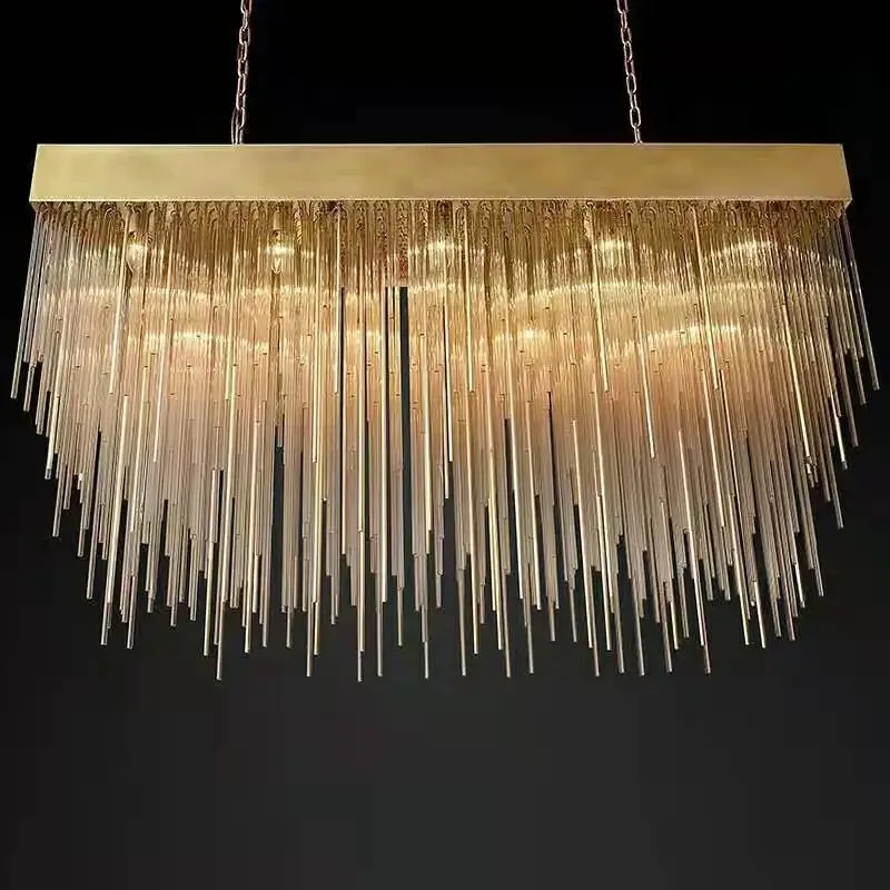 2026 Luxury stainless steel crystal chandelier high end dining room villa living room light atmospheric engineering custom lamp