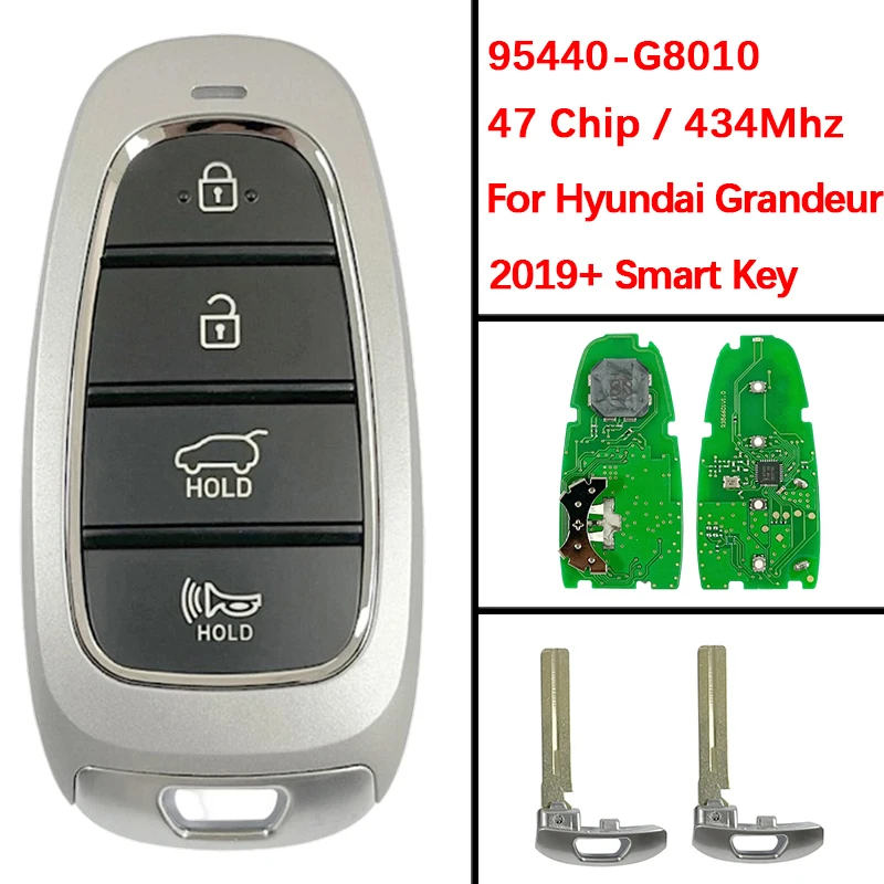 

CN020209 Aftermarket 4 Buttons Smart Key 47 Chip 433MHz 95440-G8010 Keyless Go Remote Fob For Hyundai Grandeur 2019