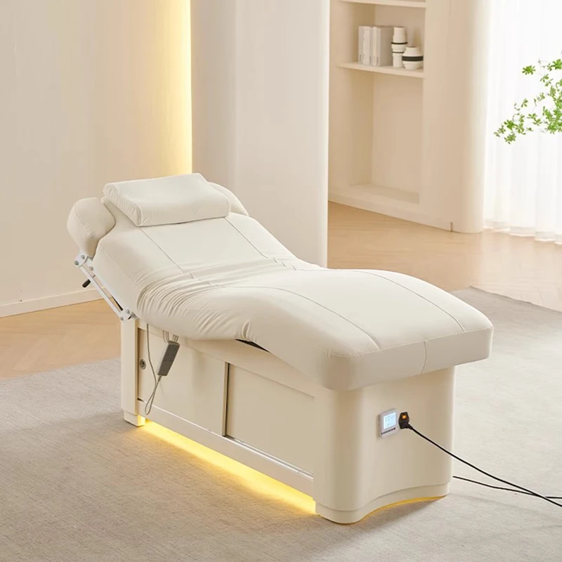 Spa Electric Beauty Bed Massage Multifunctional Rise And Fall Beautician Bed Aesthetic Atmosphere Lamp Letti Salon Furniture