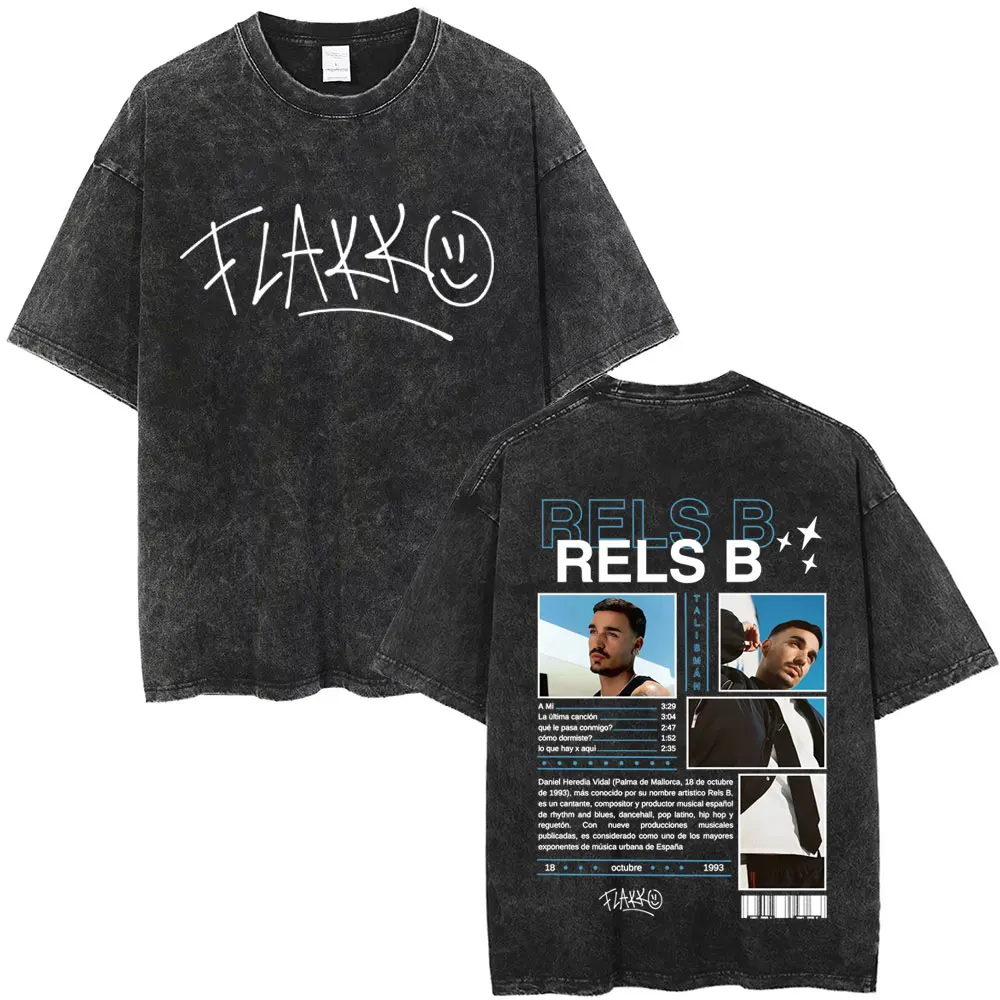 

Rapper Rels B Washed Vintage T-shirt Men Women Hip Hop Fashion Pop Music T Shirts Men's Casual Oversized Short Sleeve T-shirts