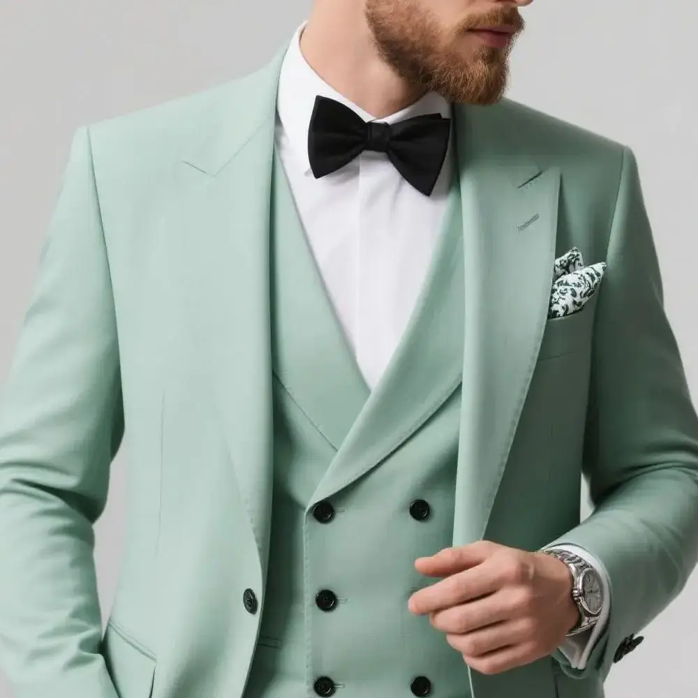 

Mens Suits For Groom Tuxedos Notched Lapel Slim Fit Blazer 3 Piece Jacket Pants Vest Wedding_Business Man Clothing