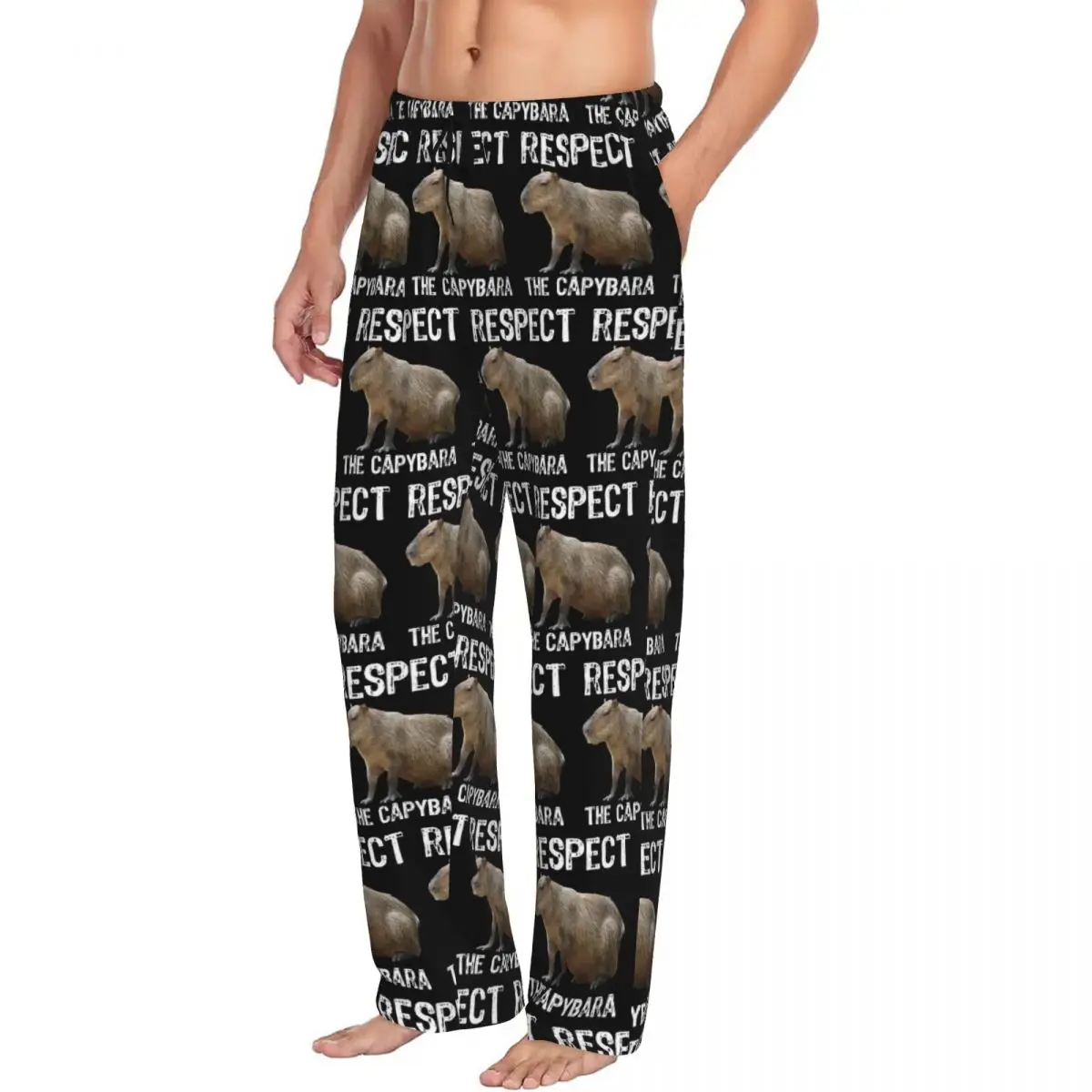 Rispetto personalizzato il Capibara Funny roditore Capibara pigiama pantaloni da notte da uomo Lounge Sleep Bottoms Stretch con tasche