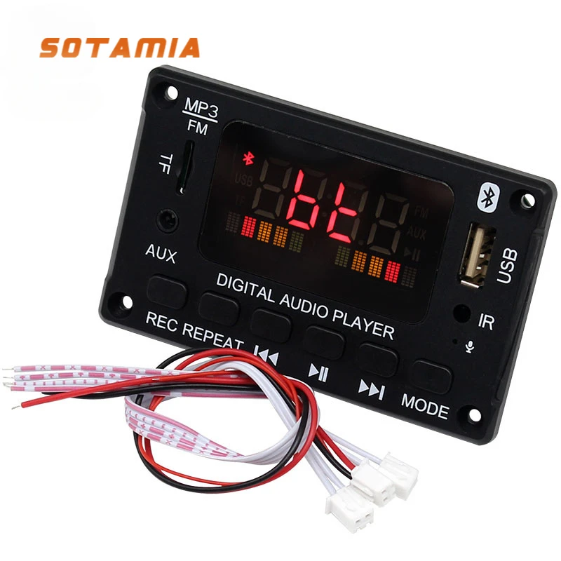 

SOTAMIA Bluetooth Power Amplifier Board 2x40W Lossless MP3 Decoder Hifi Stereo Mini Amp U Disk FM Radio TF Card Decoding Board