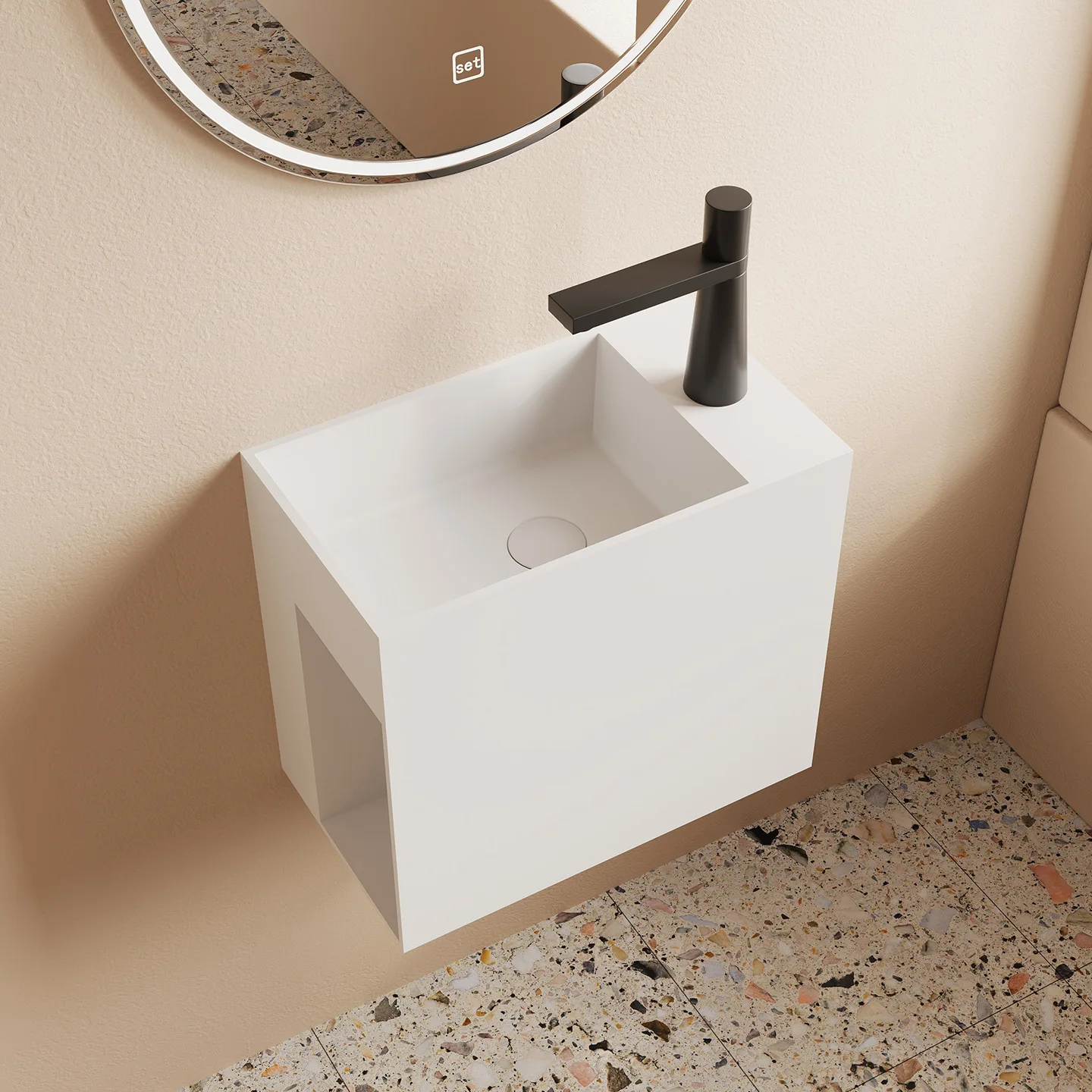 Yjq wall-mounted small apartment integrated storage artificial stone washbasin washbasin household hotel B & B