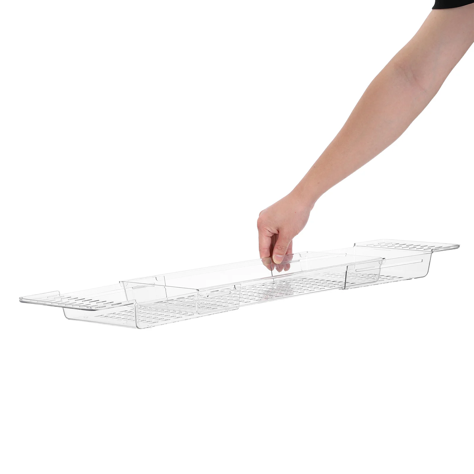

Adjustable Bathtub Tray Clear Plastic Bath Shelf Expandable Non-Slip Storage Rack for Books Wine Glass Phone Tablet Spa