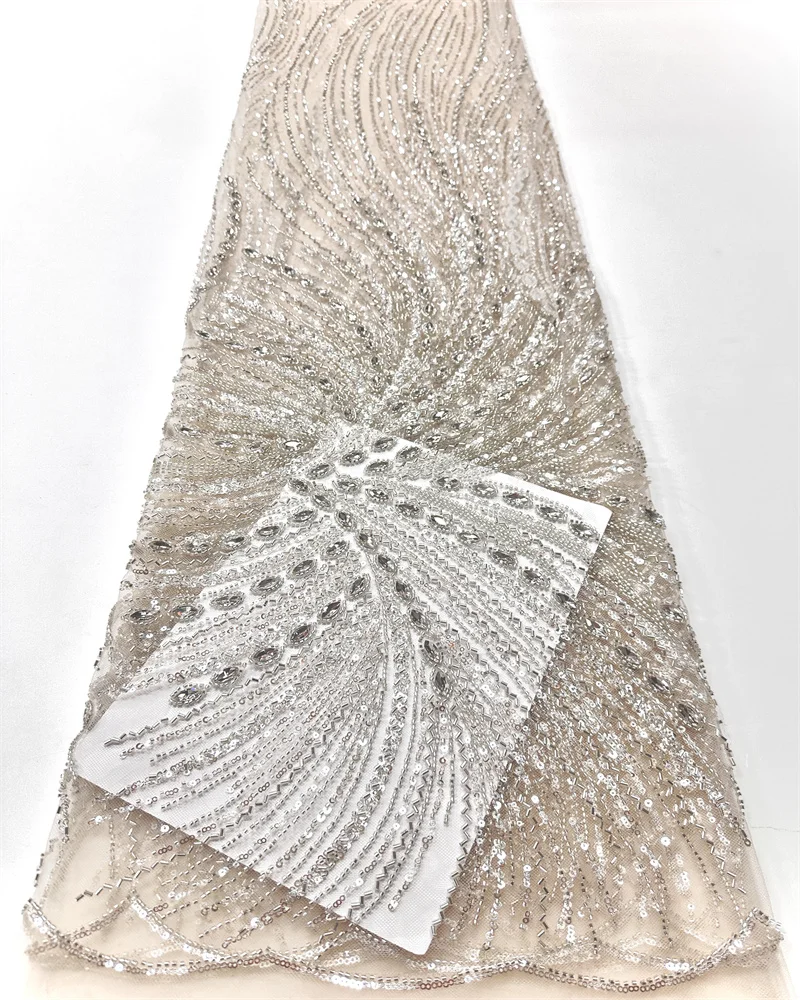 African Stones Lace Fabric 2026 Sequins Beaded Embroidery Groom Nigerian Bridal High Quality French Lace Fabric For Wedding