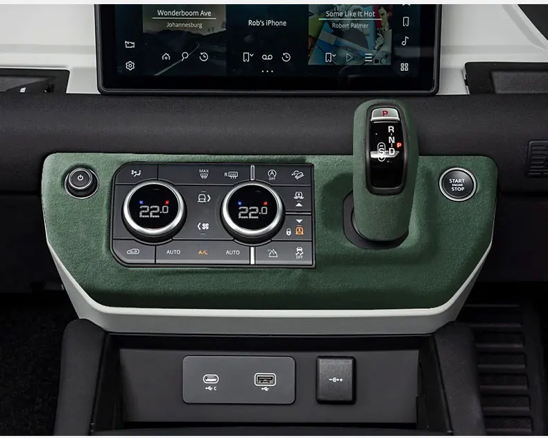Hergestellt aus Alcantara-Wildleder-Innenraum, zentraler Schalthebel, Konsolen-Deckel, Scheide, Schale, Abdeckung für Land Rover DEFENDER 2020–2022, Zubehör – Detail 7