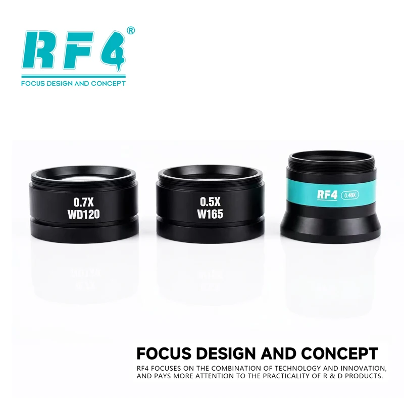 RF4 WD165  0.5X 0.7X  0.48X Auxiliary Objective Lens For Zoom Stereo Microscope Thread 48mm For Trinocular Microscopio