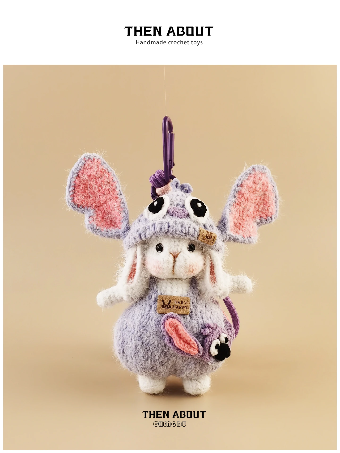 Cute Angel Sugar Rabbit Doll Bag Charm Keychain Backpack Pendant Gift Cartoon Image Hanging Decoration Fashionable Accessory