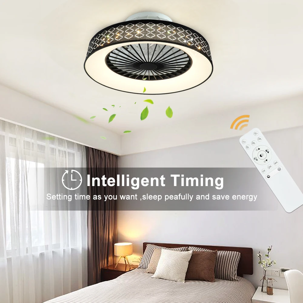 Depuley-Ventilateur de Plafond Invisible avec Lumière LED, Intensité Variable, Température Intermittente, Chambre, Salon, Cuisine, 3 Documents, 47cm