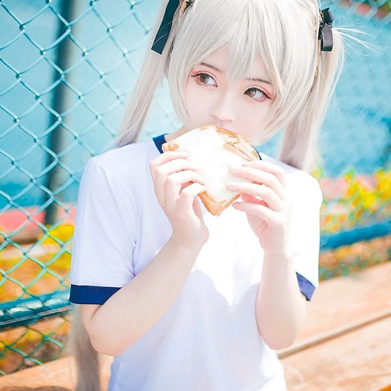 

Anime Kasugano Sora Cosplay Sports Clothes Gym Costume White Short Sleeve Casual Wear Role Play Outfit for Women Theme Party