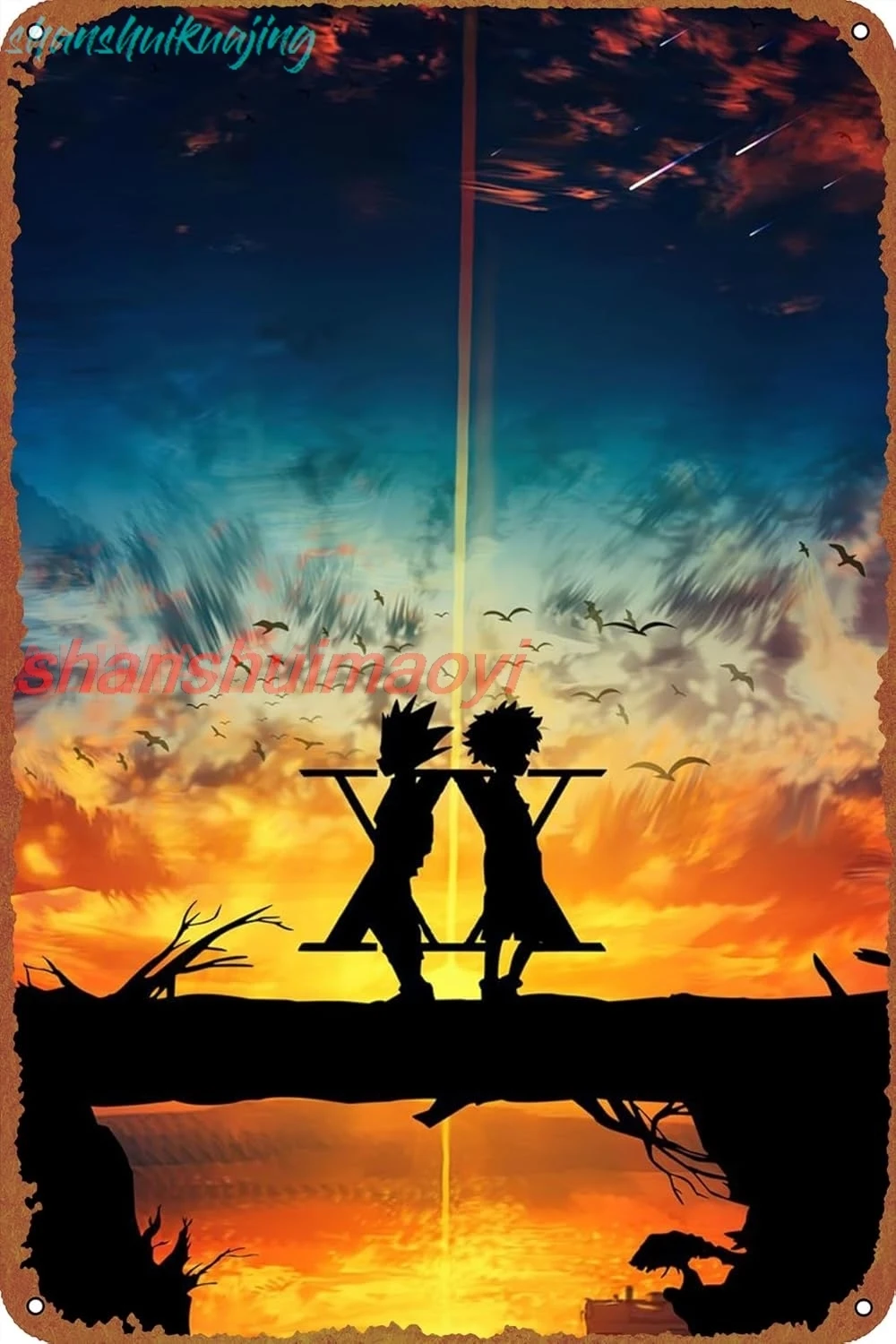 Gon Killua Hunter Anime Game Poster Tin Sign Cafe bar Home Wall Art Decoration Retro Metal Tin Sign 8x12 inch FGDD sign