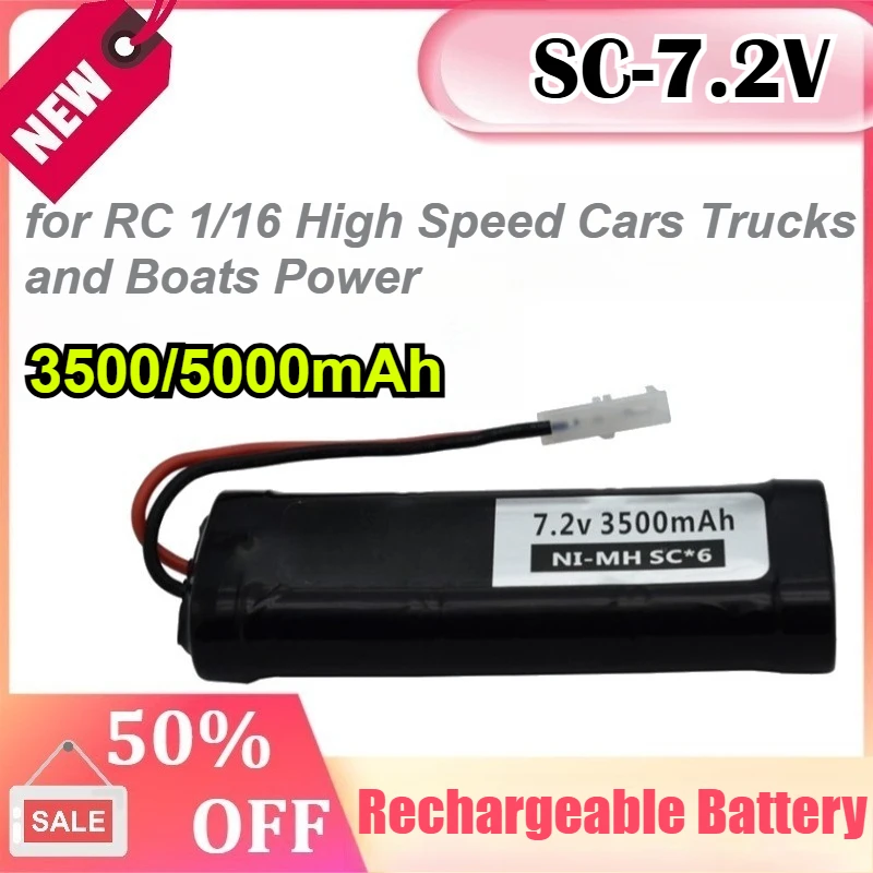 

SC-7.2V 3500/5000mAh NiMH Rechargeable Battery with Tamiya Connector for RC 1/16 High Speed Cars Trucks and Boats Power Battery
