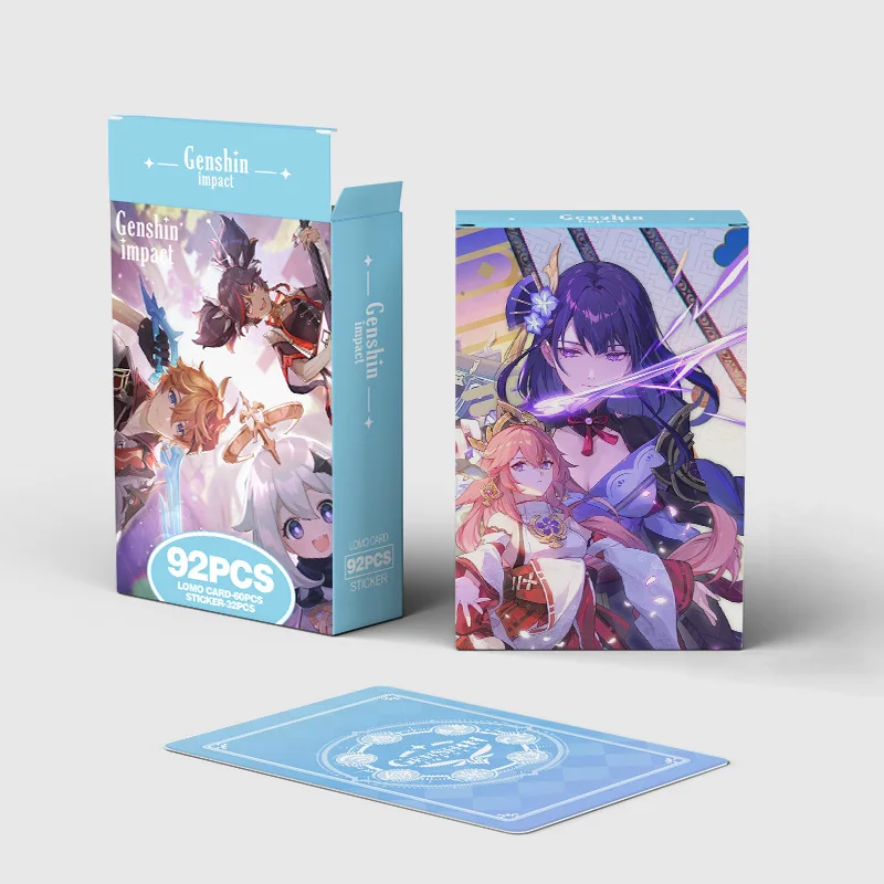 Genshin Impact-juego de tarjetas fotográficas de Anime, tarjetas Lomo, pegatinas de alta calidad, regalo para fanáticos, 92 unidades