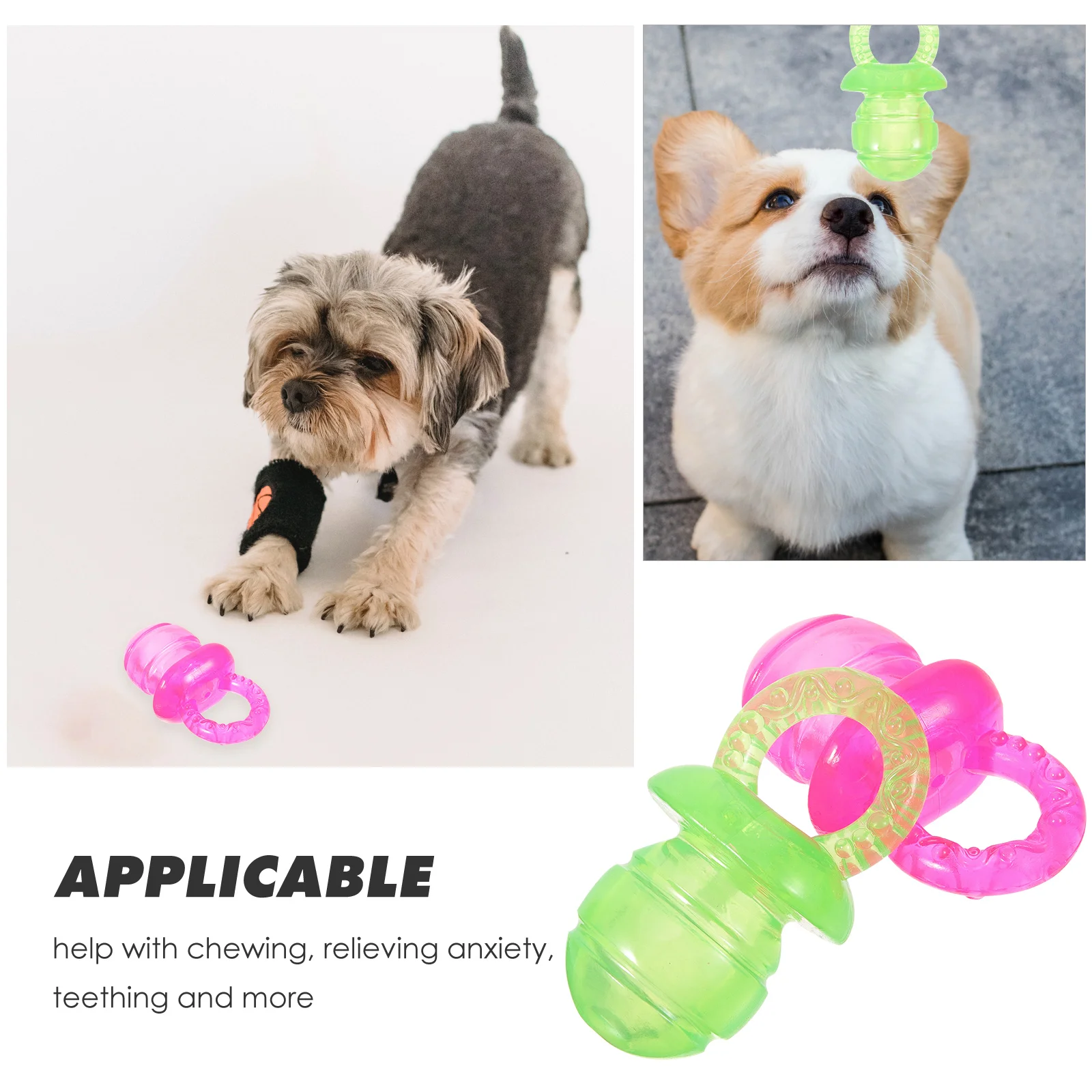 

2Pcs Dog Teether Chew Interactive Colorful Cooling Chew Teething Puppies Training Supplies Pacifiers Puppy Teething