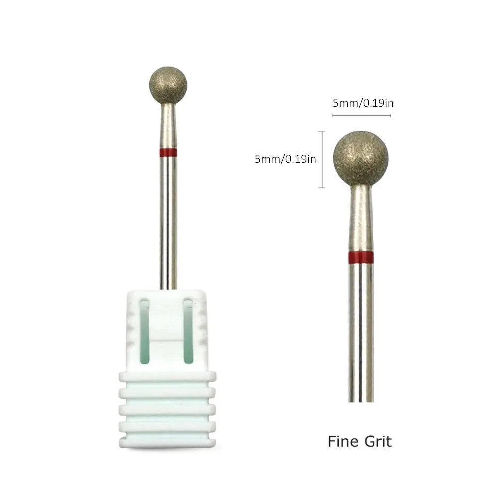 HYTOOS 5.0mm Ball Nail Drill Bits Fine Diamond Cuticle Burr Russian Mills Electric Manicure Drill Nails Accessories Tool