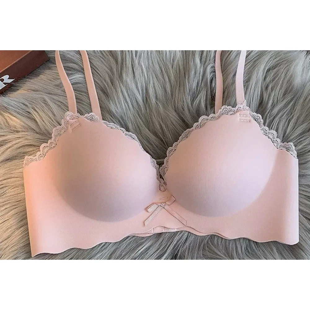 セクシー Ladies One‑Piece Wireless Seamless Bra Set 32‑38AB, Push‑Up For Small Bust, Side Support Anti‑Sag Soft Daily Underwear  란제리