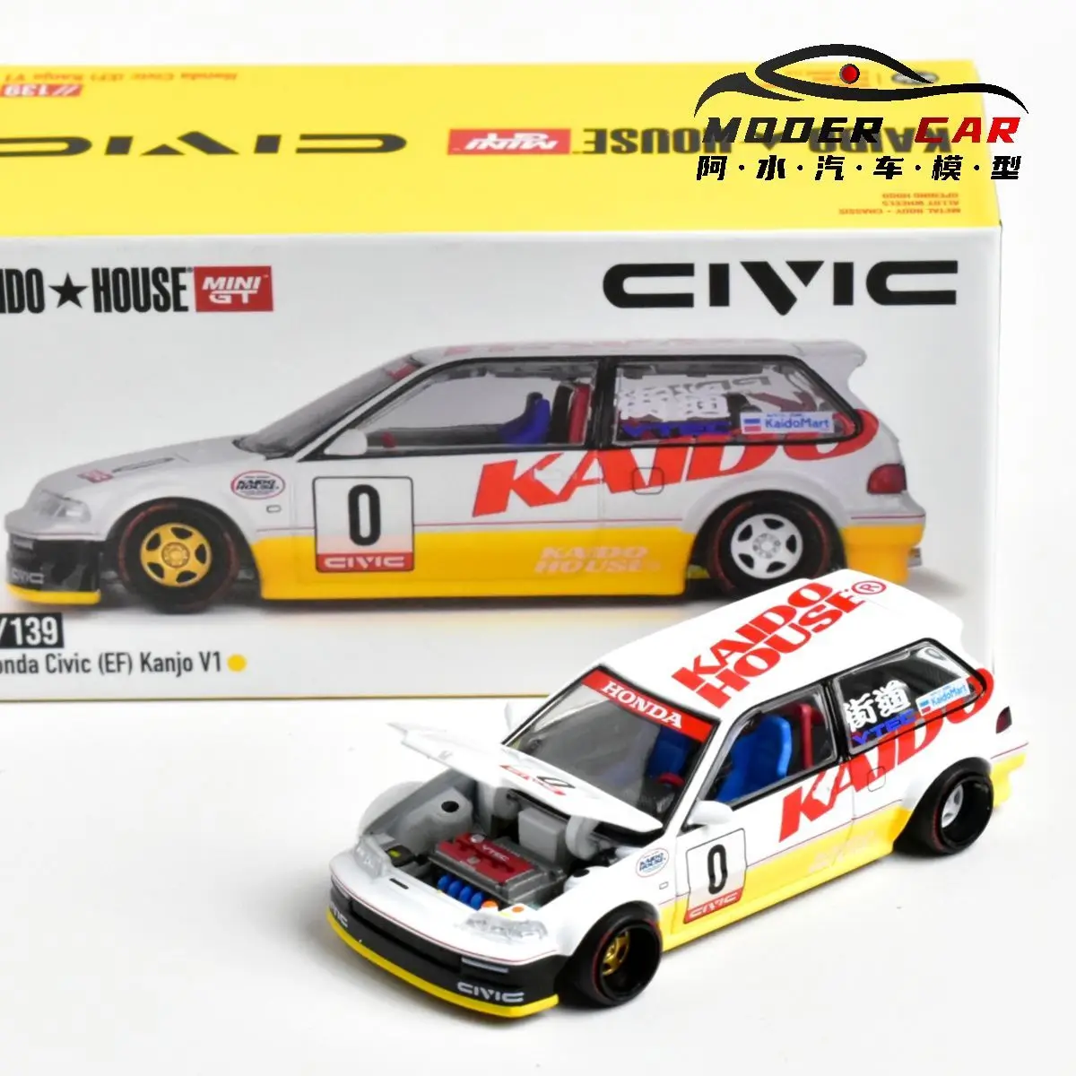 Kaido House + MINIGT Civic (EF) Kanjo 139 V1 Diecast Model Car