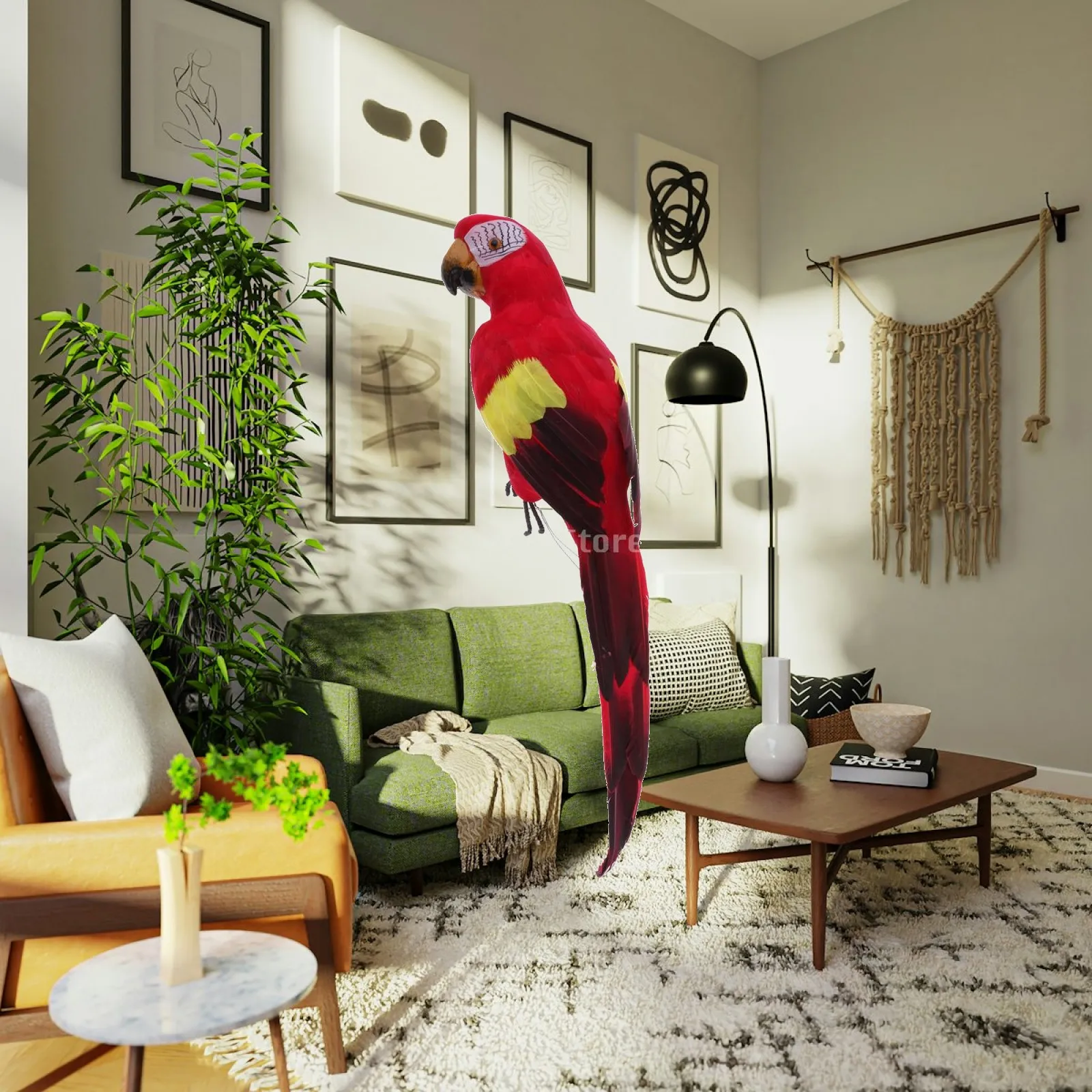 Realistic Parrot Model Lifelike Artificial Birds Foam Feathered Bird Decoration for Home Garden Display