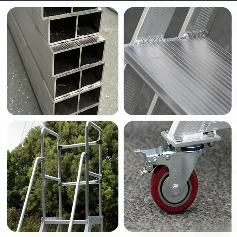 Detachable Industrial Mobile Step Ladder Anti-Slip Steps 6000 Series Aluminum Alloy Bending/Cutting/Welding for Factory