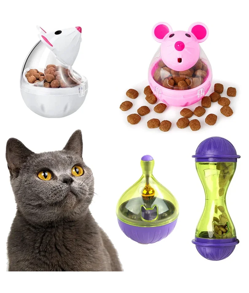 

Cat Mice Food Tumbler Cat Food Toy Ball Interactive Cat Food Feeder Leak Food Interesting Plastic Cat Food Dispenser Treat Toy