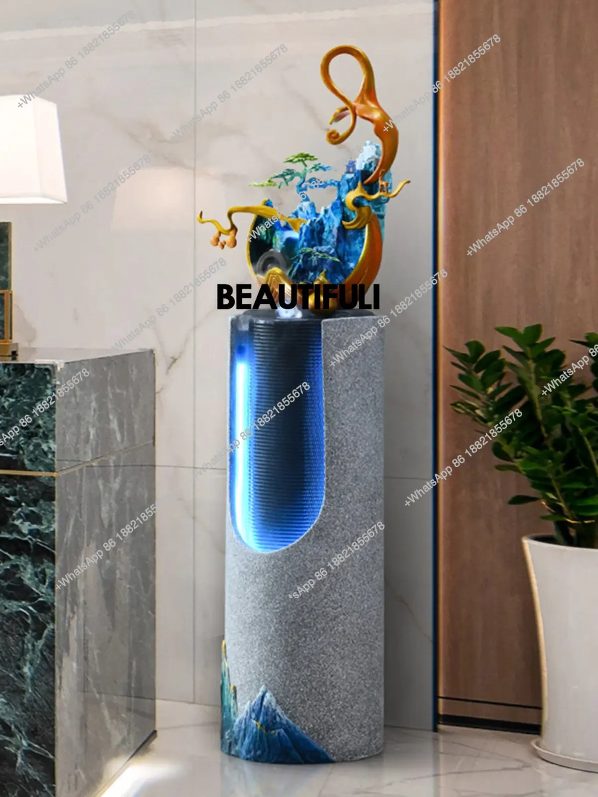 flowing water ornaments, large living room office, high-end light luxury, wealth-attracting landscape, housewarming, gifting