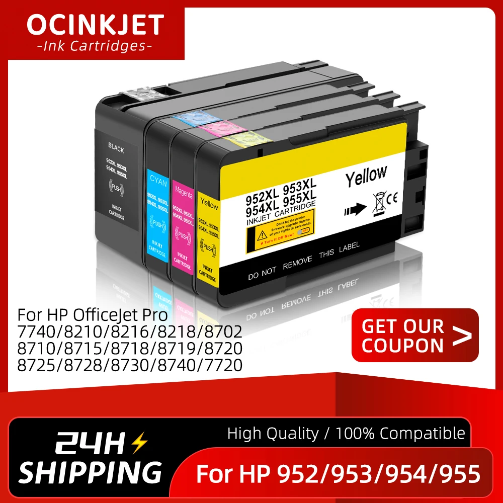 For HP 952 953 954 955 952XL 953XL 954XL 955XL Compatible Ink Cartridge OfficeJet 7740 8710 8715 8720 8730 8740 8210 8216 8725