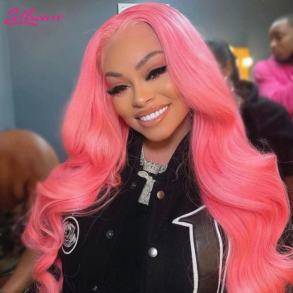 Light Pink Lace Front Wigs Human Hair Body Wave Frontal Wig For Women 13x4 13x6 Hd Transparent Preplucked 613 Colored Pink Wig