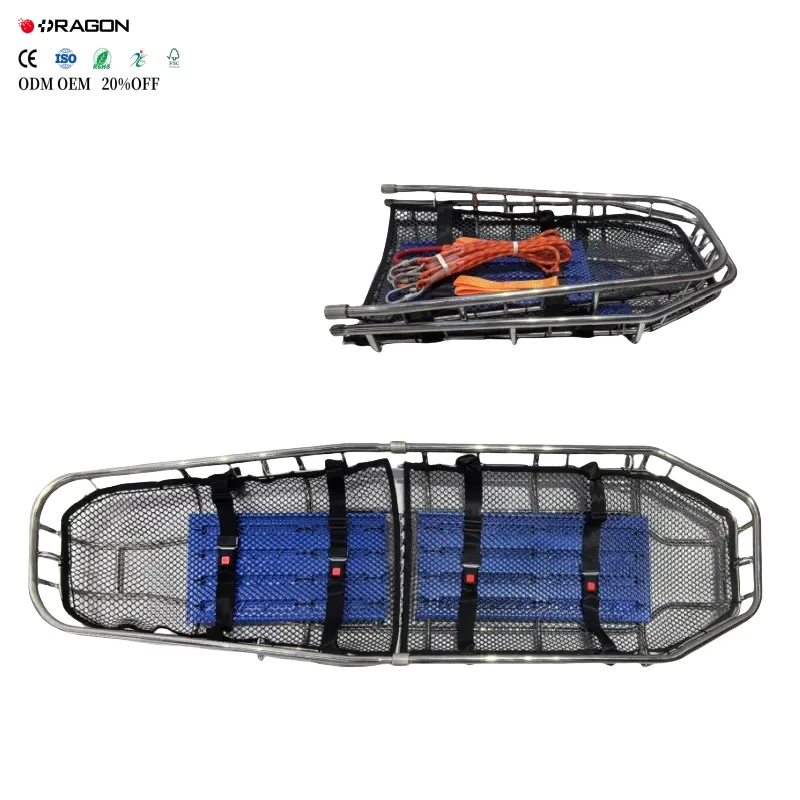 CE ISO Certified Dragon Manual First Aid Basket Stretcher Waterproof Load Bearing Stainless Steel Emergency Multifunctional