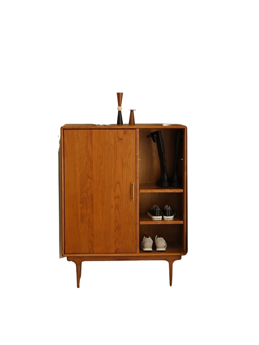

Japanese-style shoe cabinet, entrance cabinet, small apartment, opposite door to household drawer, cherry wood, black