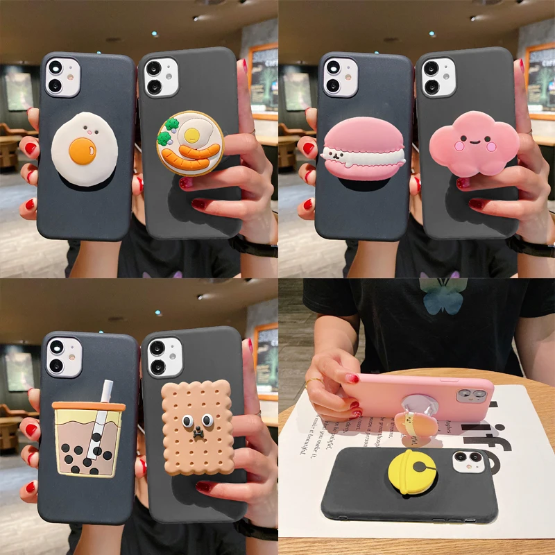 Cartoon Biscuit Stand Holder Case for Doogee N55 Plus N40 N30 N20 Pro N10 Y7 Y9 Plus X96 Pro X98 Cute Eggs Support Soft Cover