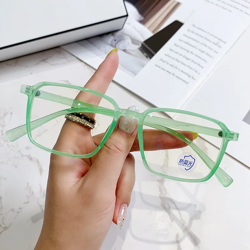 0 bis 600 Myopie-Brille für Damen, modische hochauflösende Anti-Blaulicht-Brille, ultraleichte quadratische Myopie-Brille – Detail 6