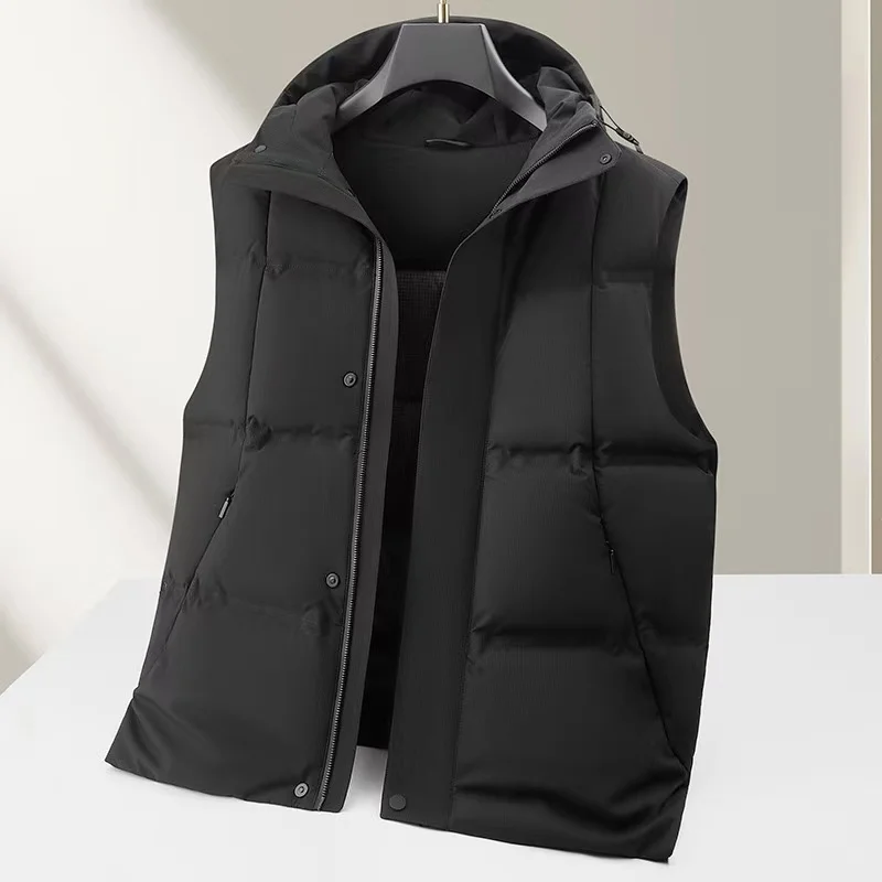 2025 الخريف/الشتاء جديد الرجال مقنعين أسفل سترة الوطنية القياسية الأبيض بطة أسفل سميكة الدافئة عالية الفاخرة أسفل سترة