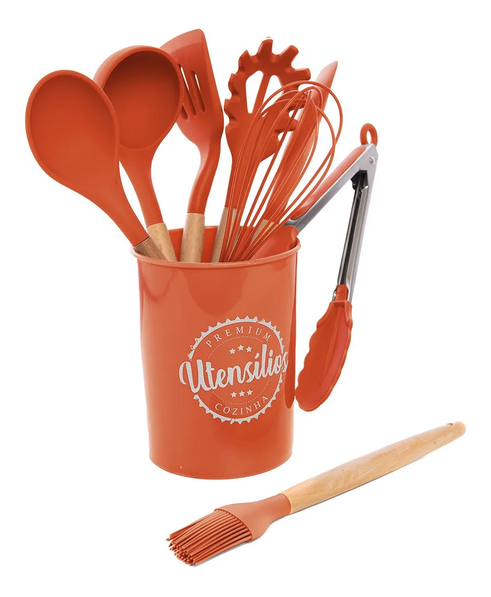 Kitchen Wood Silicone Premium Utensils Set