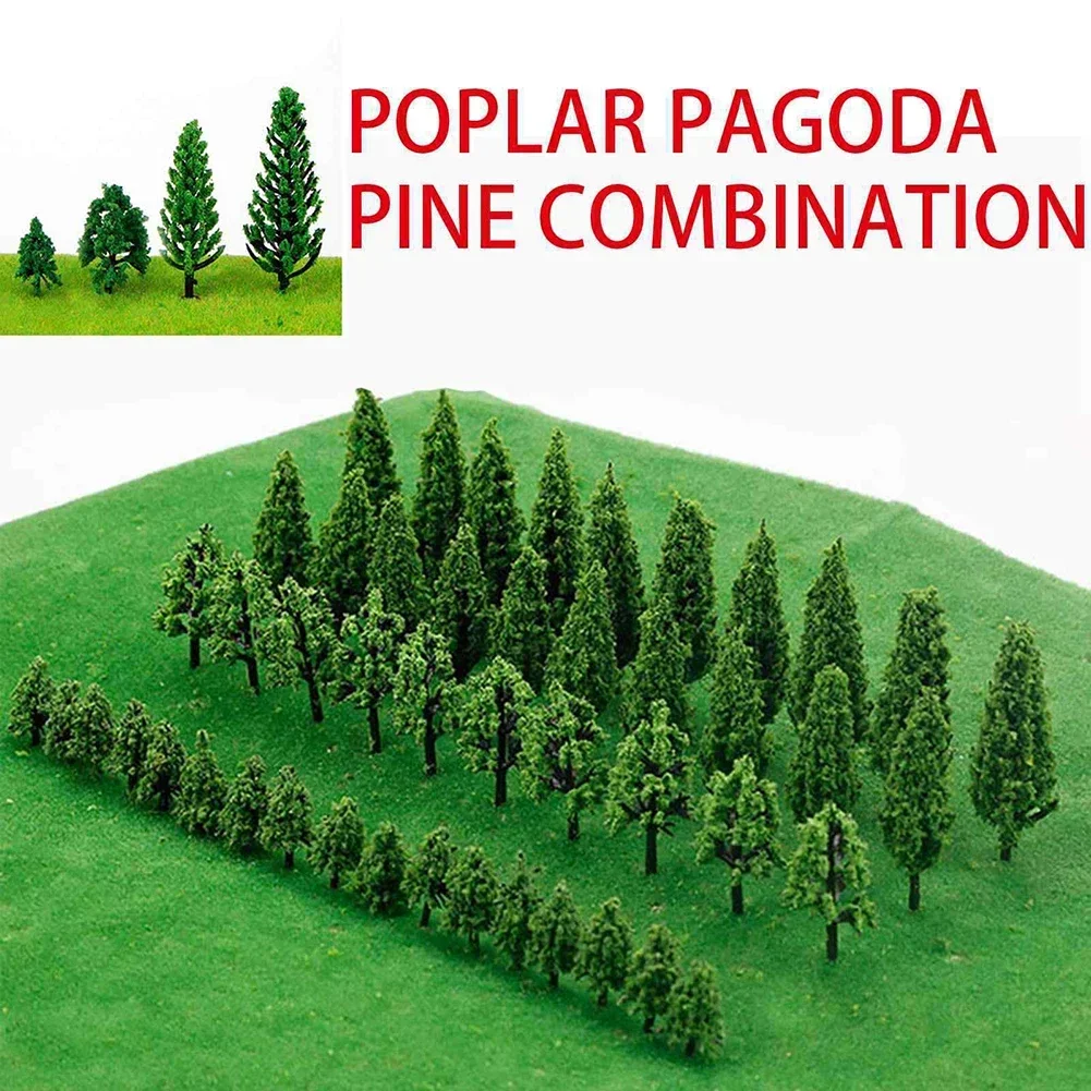 50PCS Trees Model Train Railroad Wargame Diorama Scenery Landscape Scale DIY Accessories Sandtable Decor Architectural Model