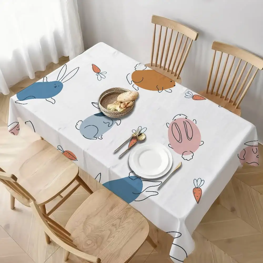 مفرش طاولة مستطيل صغير مطبوع عليه حيوانات كرتونية - مقاوم للغبار للمدخل والخزائن الجانبية والطاولات الصغيرة
