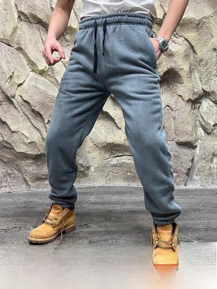 

Thi Long Plu Winter Outdoor Men's Sweatpants Windproof Warm Heat Retaining Youth Trend Straight Leg mid Waist Long Trousers
