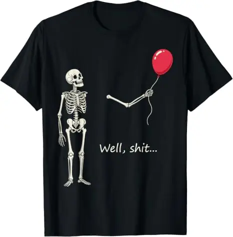 Y2k Gothic Skelett Halloween-Kostüm Humor Skelett Verlorener Ballon Scheiße Lustiges Sprichwort Zitat Herren Damen T-Shirt FSkeleton Tees – Detail 20